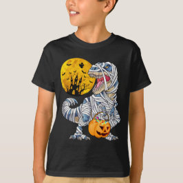 グラフィックハロウィーンのミイラ恐竜 Tシャツ