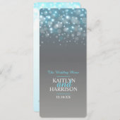 グラフィックバブルグレイ結婚ブルーのディナーメニュー メニュー (正面/裏面)