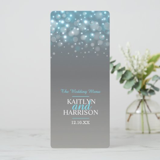 グラフィックバブルグレイ結婚ブルーのディナーメニュー メニュー (スタンド正面)
