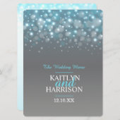 グラフィックバブルグレイ結婚ブルーのディナーメニュー メニュー (正面/裏面)