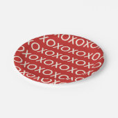 グラフィックバレンタインデーXOXOレッド紙プレート ペーパープレート (アングル)