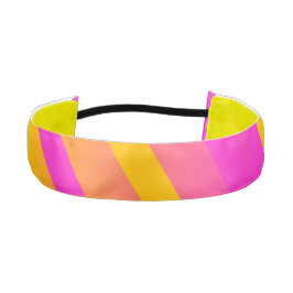 グラフィックピンクとオレンジのヘアバストライプのンド アスレチックヘッドバンド