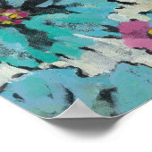 グラフィックピンクとブルーのフローラ ポスター (角)