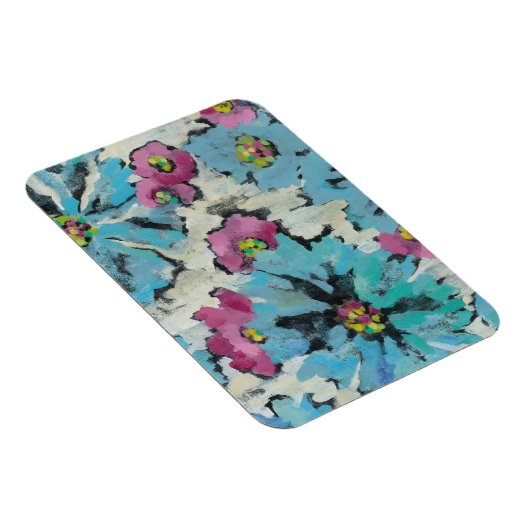 グラフィックピンクとブルーのフローラ マグネット (右側)