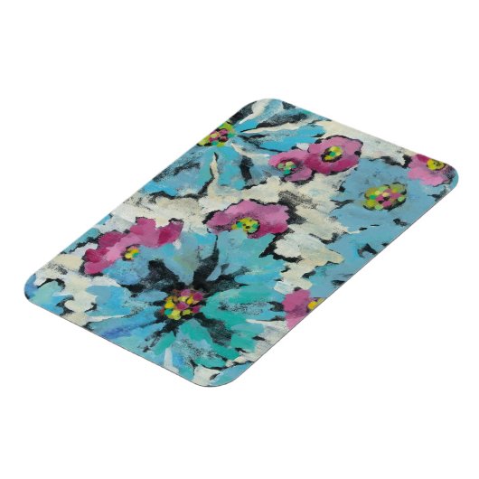 グラフィックピンクとブルーのフローラ マグネット (左側)