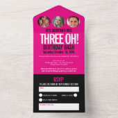 グラフィックピンクの黒い写真円30th Birthday All オールインワン招待状 (内側)