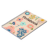 グラフィックピンクブルーフローラ花デザイン ノートブック (左側)