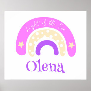 グラフィックファンキーレインボーピンク子供部屋名の意味 ポスター