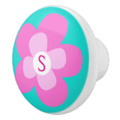 グラフィックフラワーピンクのアクアモノグラムノブ セラミックノブ (右)