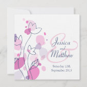 グラフィックフラワー花びらのスクエアウェディング招待 招待状 (正面)