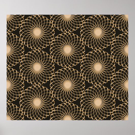 グラフィックフローラトレーサリーグリッドシームレスパターンiv ポスター (正面)