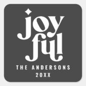 グラフィックブモダンラックタイポグラフィのクリスマス休暇 スクエアシール (正面)