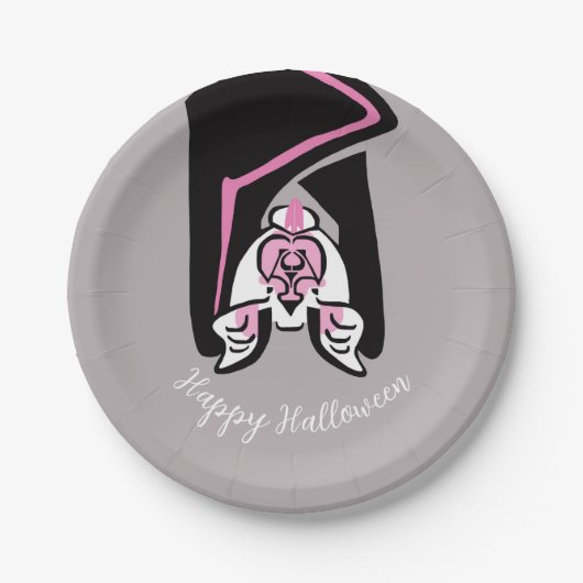 グラフィックブラックこうもり-ハッピーハローウィン-パーティー ペーパープレート (正面)