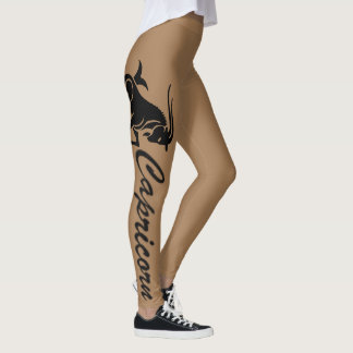 グラフィックブラックとブラウンの山羊座レギンス レギンス