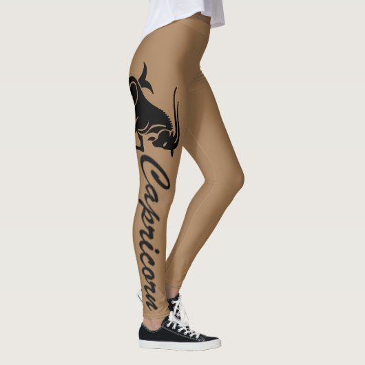 グラフィックブラックとブラウンの山羊座レギンス レギンス (右)