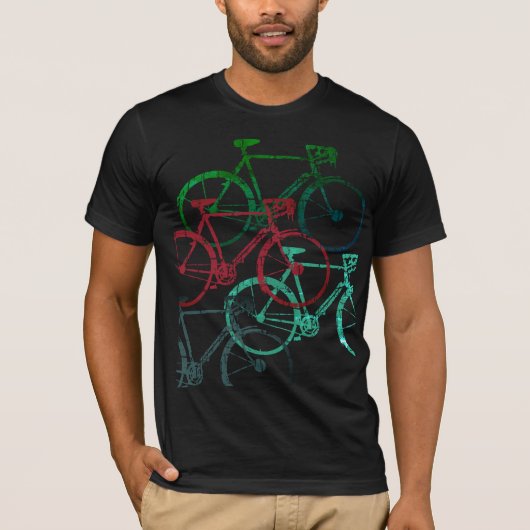 グラフィックブラックティーのカラー自転車サイクリング Tシャツ (正面)