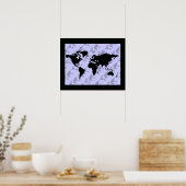 グラフィックブラックワールドマップ ポスター (キッチン)