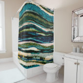 グラフィックブルーグリーンクリーム抽象芸術シャワーカーテン シャワーカーテン (インサイチュ)