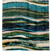 グラフィックブルーグリーンクリーム抽象芸術シャワーカーテン シャワーカーテン (正面)