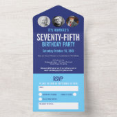 グラフィックブルーシアン写真円75誕生日 オールインワン招待状 (内側)