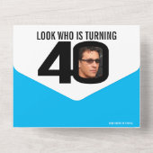 グラフィックブルーブラック40th誕生日パーティー写真 オールインワン招待状 (裏面)