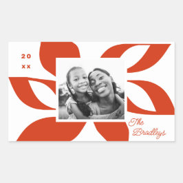 グラフィックポインセチア休日の写真 長方形シール