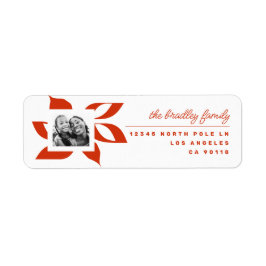 グラフィックポインセチア写真差出人住所 ラベル