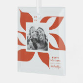 グラフィックポインセチア写真 ガラスオーナメント (正面左)