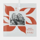 グラフィックポインセチア写真 ガラスオーナメント (正面)