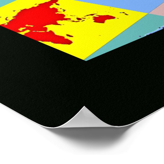 グラフィックポップ・アートのアートワールドマップ ポスター (角)