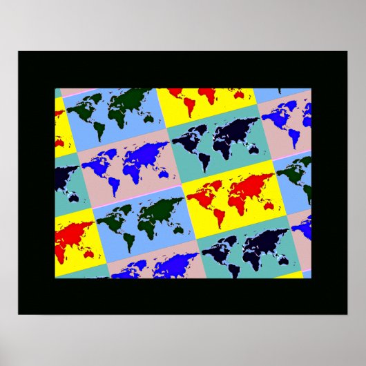 グラフィックポップ・アートのアートワールドマップ ポスター (正面)