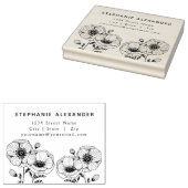 グラフィックポピー花ブラックインク差出人住所 ラバースタンプ (押印)