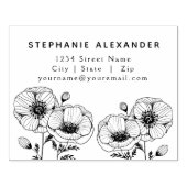 グラフィックポピー花ブラックインク差出人住所 ラバースタンプ (インプリント)