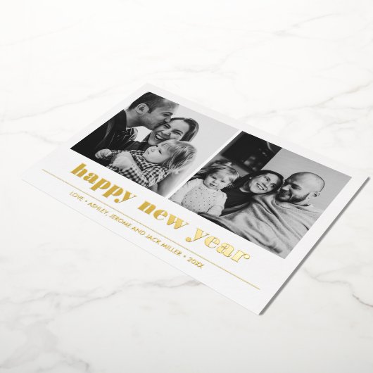 グラフィックミニマル |お正月のコラージュ2の写真 箔招待状 (回転した状態)