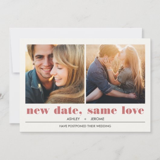 グラフィックミニマル | 2写真結婚の延期 カード (正面)