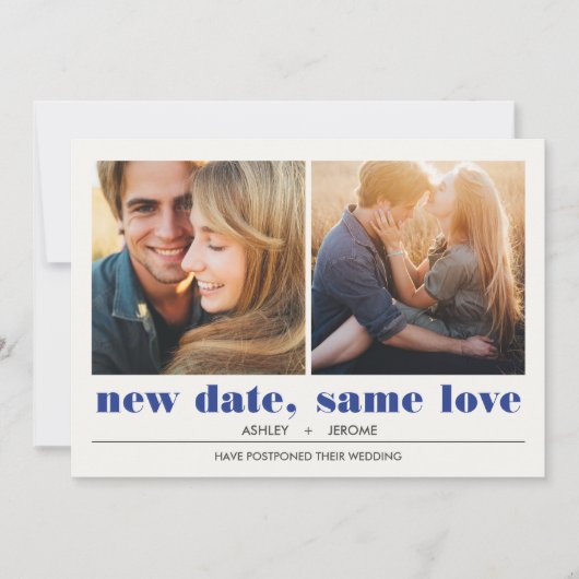 グラフィックミニマル | 2写真結婚の延期 カード (正面)