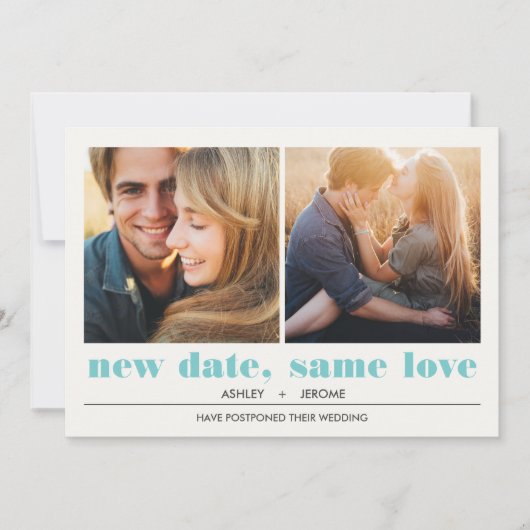 グラフィックミニマル | 2写真結婚の延期 カード (正面)