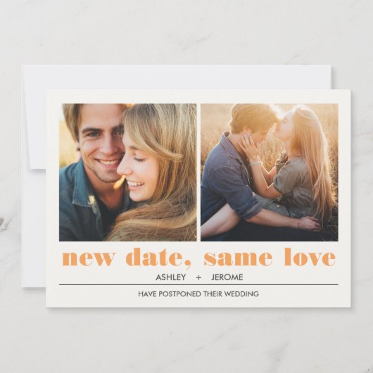 グラフィックミニマル | 2写真結婚の延期 カード (正面)