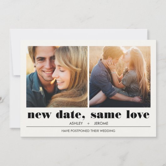 グラフィックミニマル | 2写真結婚の延期 カード (正面)