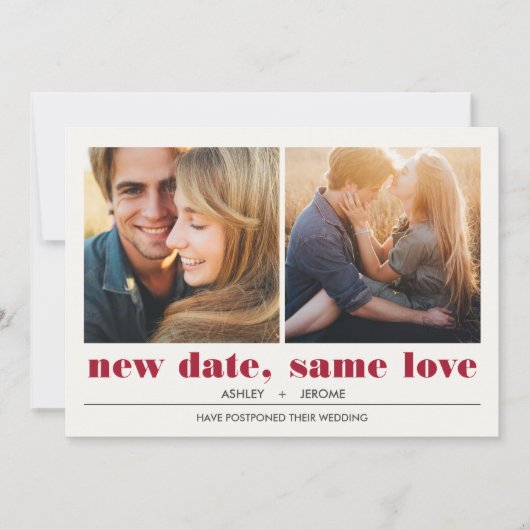 グラフィックミニマル | 2写真結婚の延期 カード (正面)