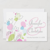 グラフィックモダンな花の葉の結婚式招待状 招待状 (正面)