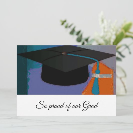 グラフィックモダンの目盛り付けモルタルボードパープル 案内状 (スタンド正面)