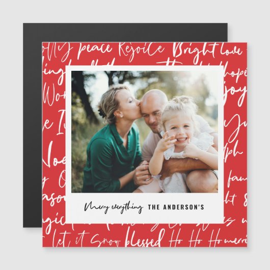 グラフィックモダンはっきりしたタイポグラフィのクリスマス写真ホール (正面/裏面)