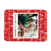 グラフィックモダンはっきりしたタイポグラフィのクリスマス写真ホール マグネット (横)