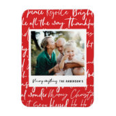 グラフィックモダンはっきりしたタイポグラフィのクリスマス写真ホール マグネット (縦)