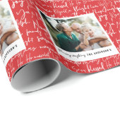 グラフィックモダンはっきりしたタイポグラフィのクリスマス写真ホール ラッピングペーパー (ロールコーナー)