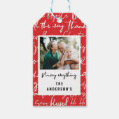 グラフィックモダンはっきりしたタイポグラフィのクリスマス写真 ギフトタグ (正面)