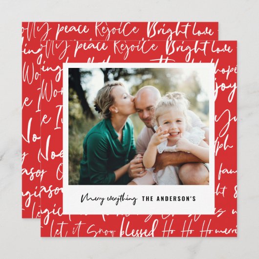 グラフィックモダンはっきりしたタイポグラフィのクリスマス写真 シーズンカード (正面/裏面)