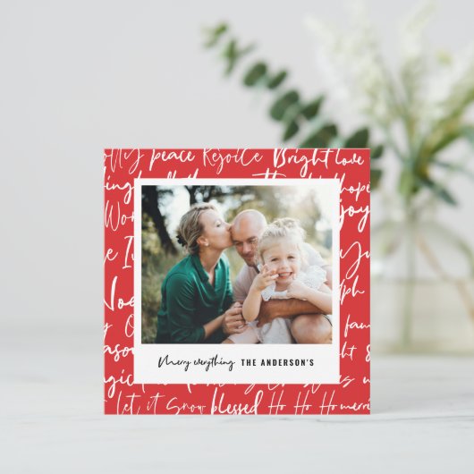 グラフィックモダンはっきりしたタイポグラフィのクリスマス写真 シーズンカード (スタンド正面)