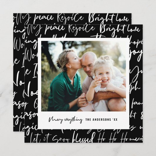 グラフィックモダンはっきりしたタイポグラフィのクリスマス写真 シーズンカード (正面/裏面)